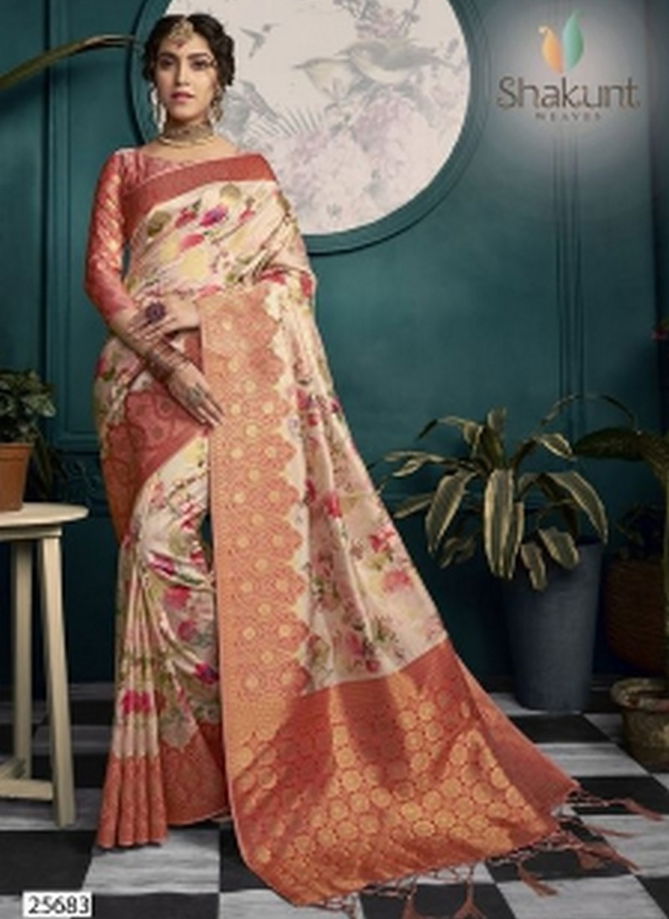 REVIES RATE SHAKUNT KOLAVERI Latest fancy Designer Heavy Festive Wear Silk Weaving With Digital Print Saree Collection